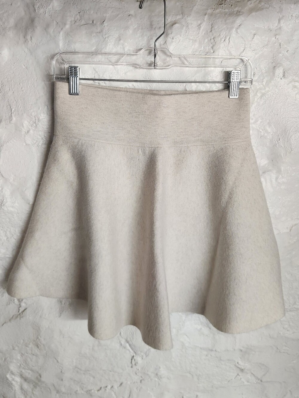 A New Day Cream Fleece Knit Flared Circle Mini SkirT Ivory Soft Cozy Y2K Small S